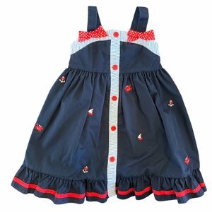 Goodlad Summer Beach Dress Toddler 4T Navy/Red/White with Nautical Motifs